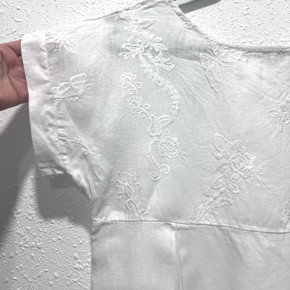 Terzo Millenio linen lagenlook White Women's Top - Picture 6 of 8